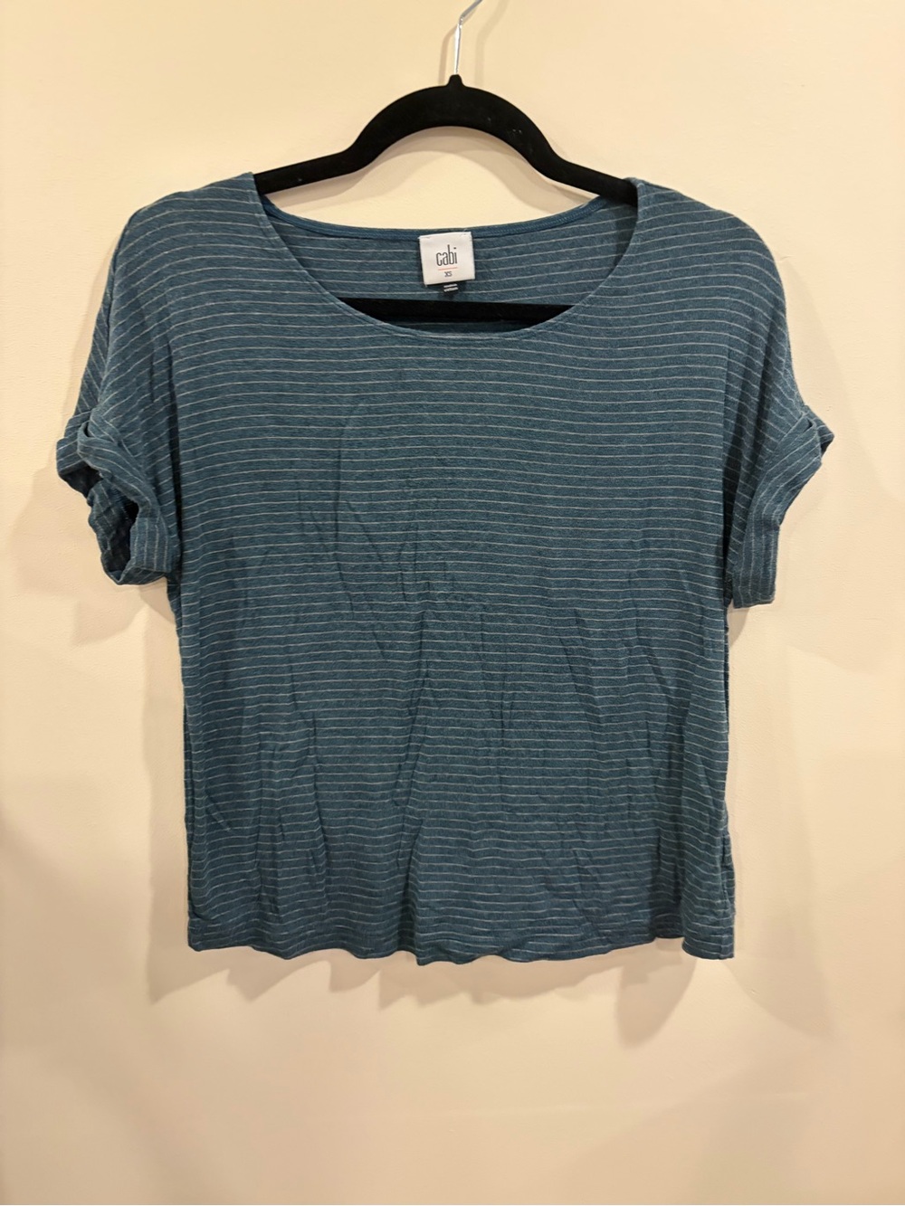 cabi Blue Striped Short Sleeve Tee Size Xs